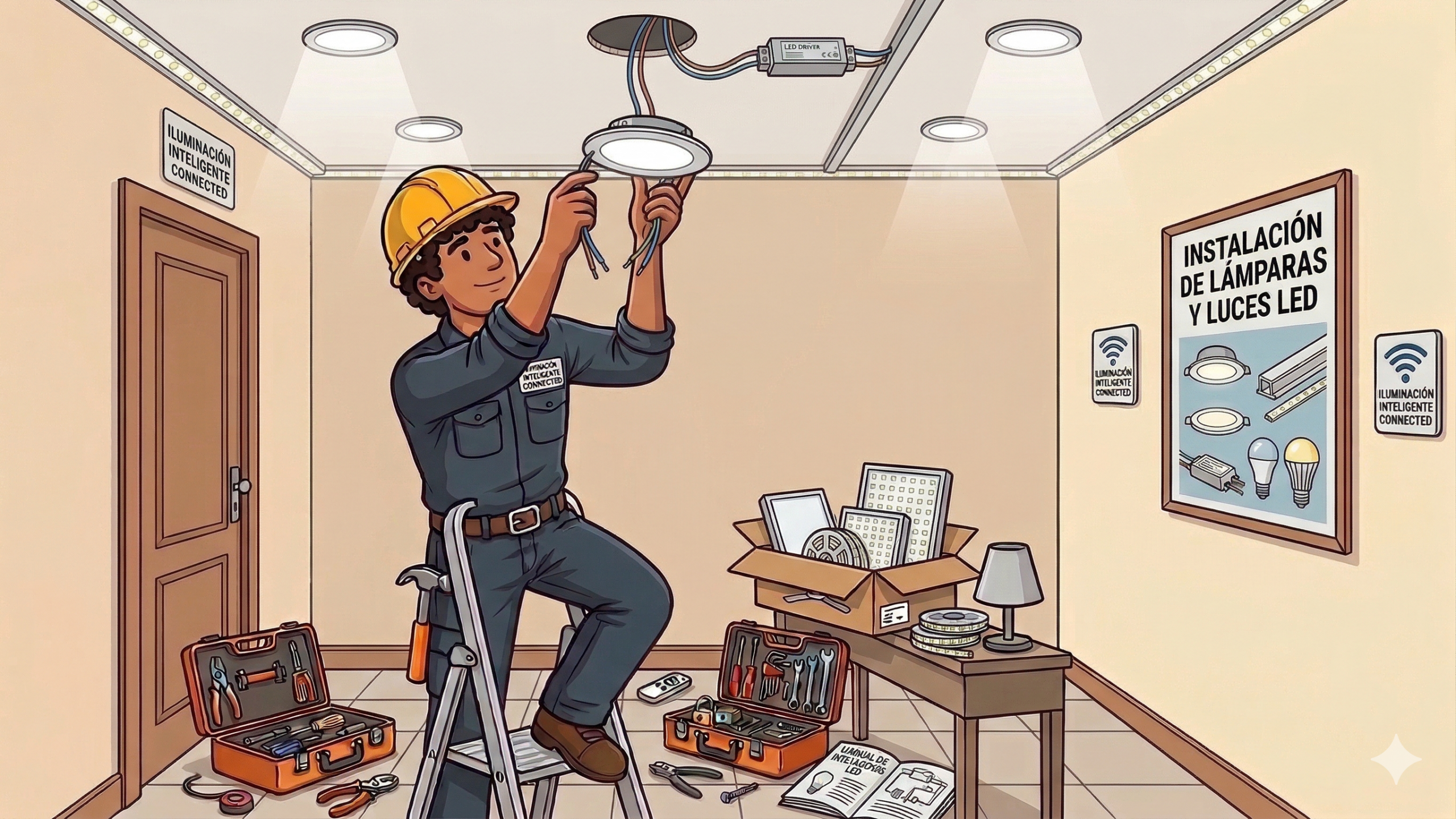 Instalación de luces LED y lámparas